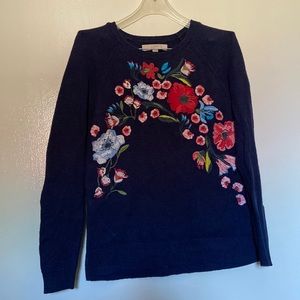 Embroidered Loft Sweater Flowers adorable